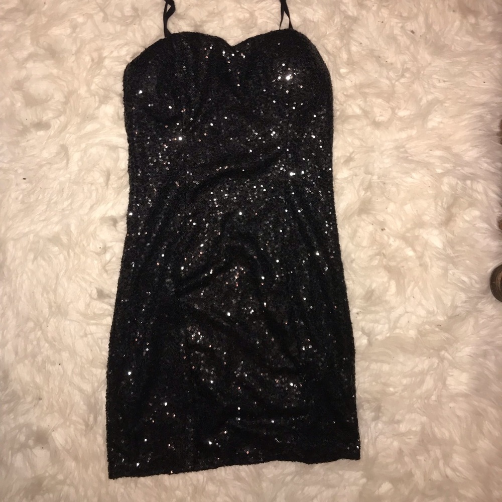 Black sequin mini dress